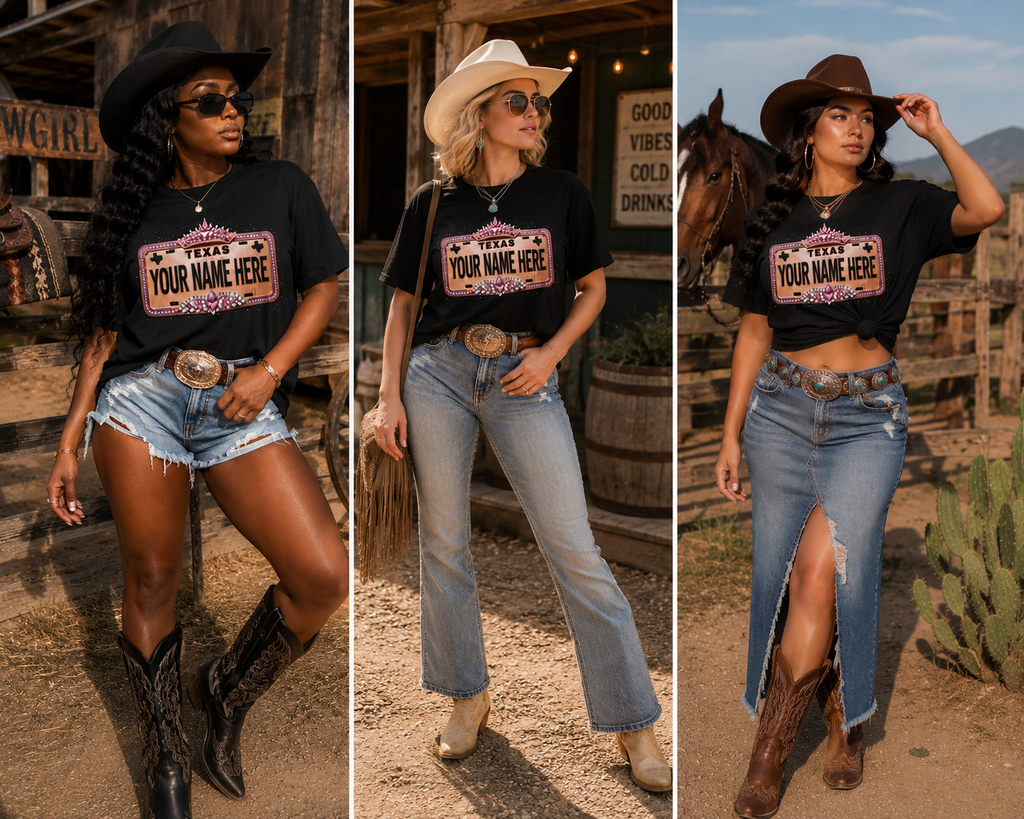 License Plate Bling Name Tee