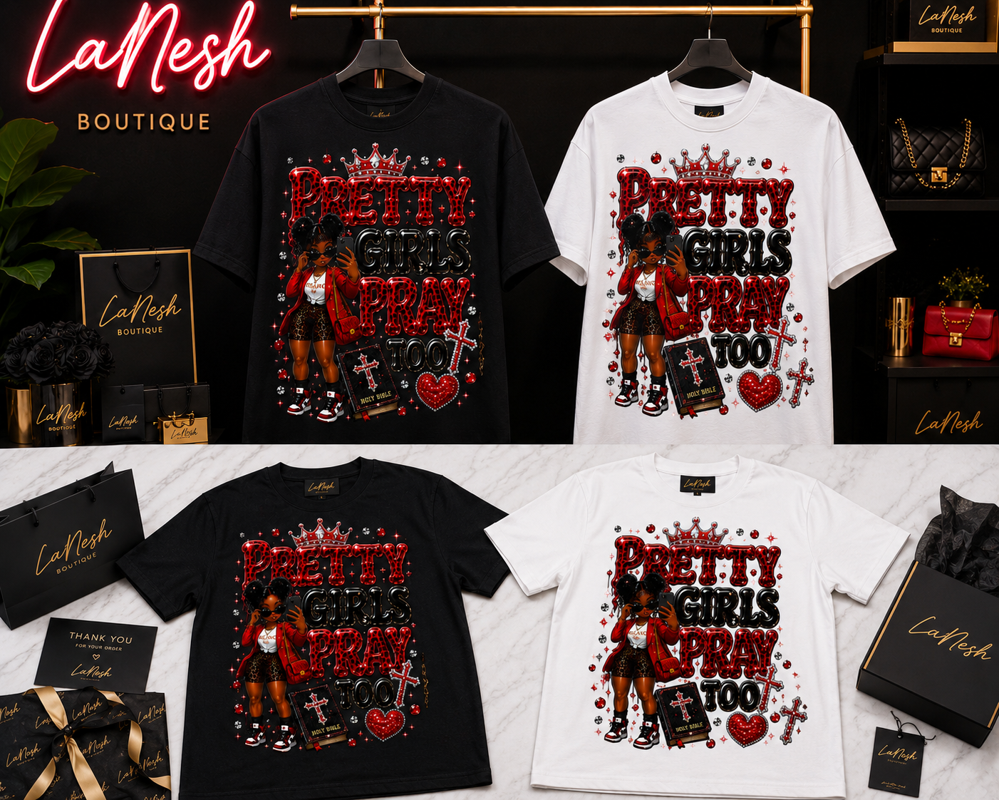 Pretty Girls Pray Too Bling Tee