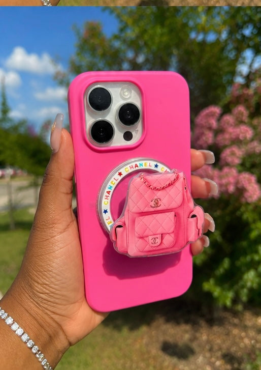 Pink Chanel Backpack Popsocket
