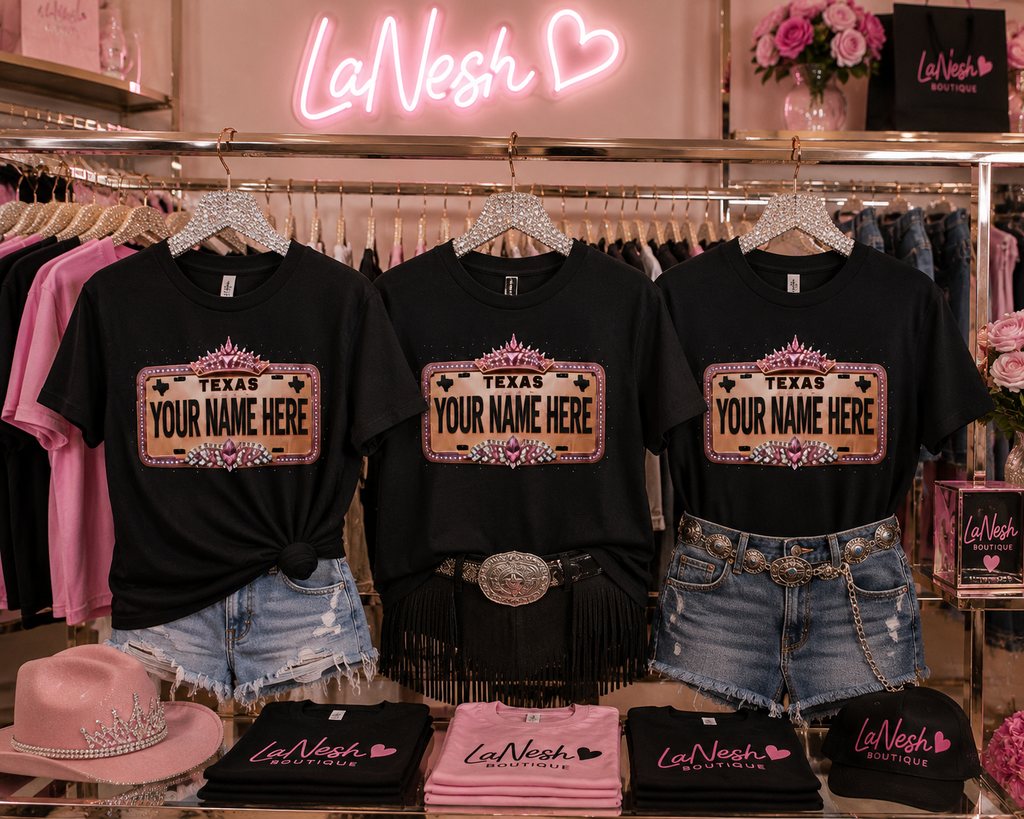 License Plate Bling Name Tee