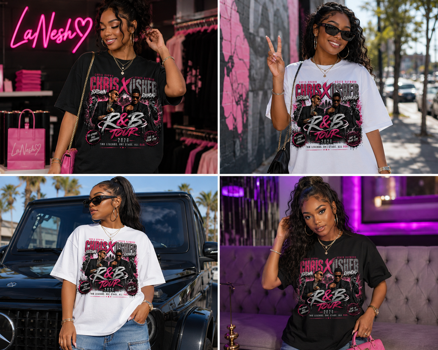 R&B Tour Pink and Black Tee