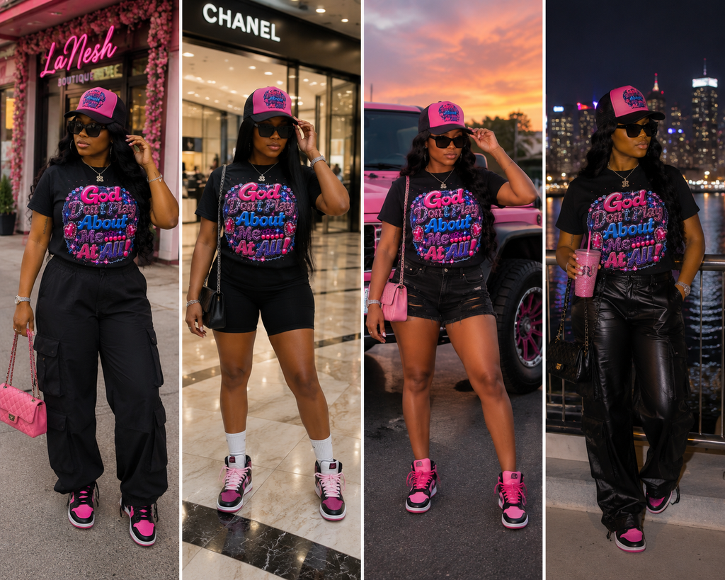 God Don’t Play About Me Bling Trucker Hat