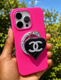 Black Chanel Heart Popsocket