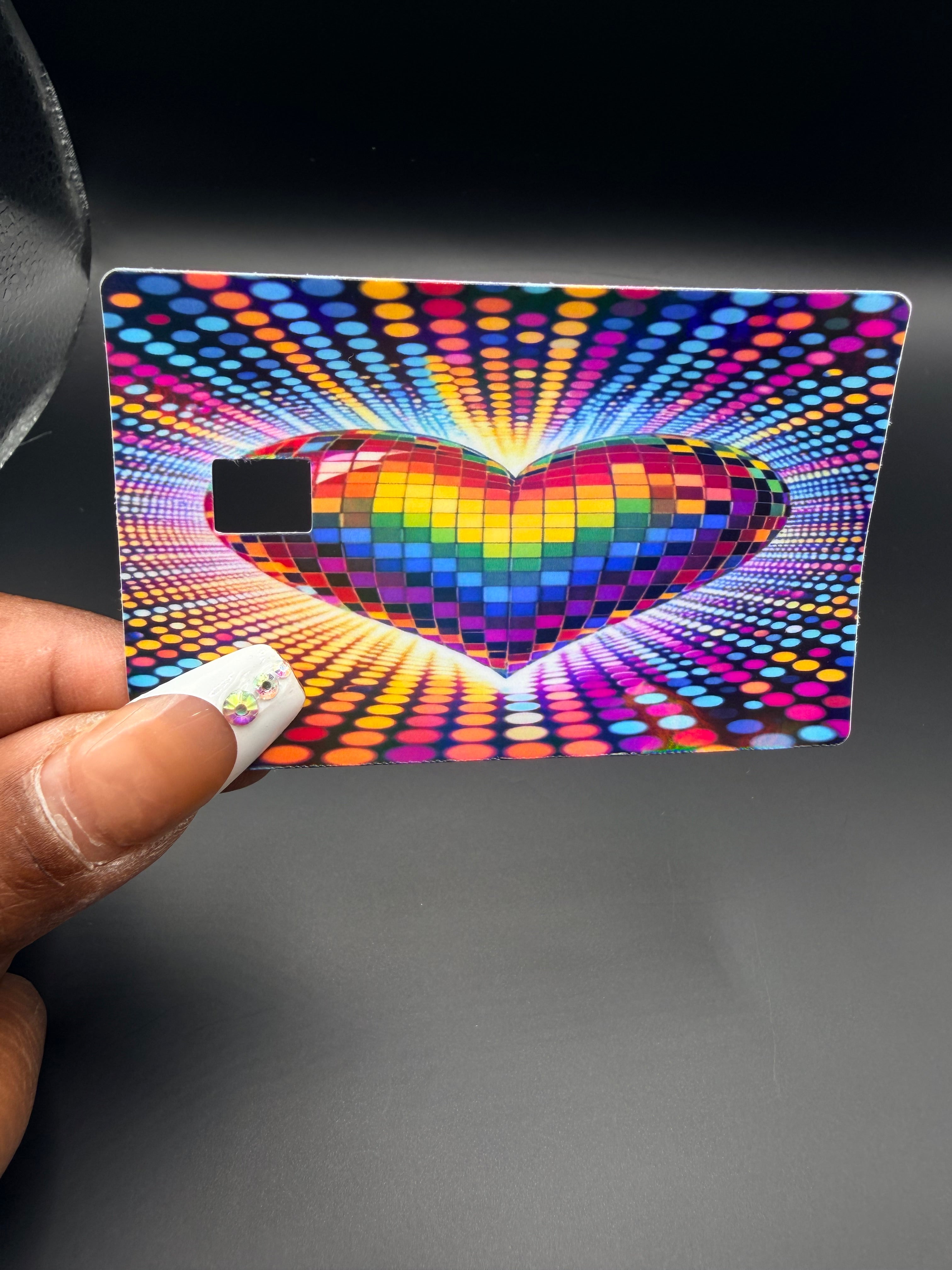 Rainbow Heart Debit Card Sticker