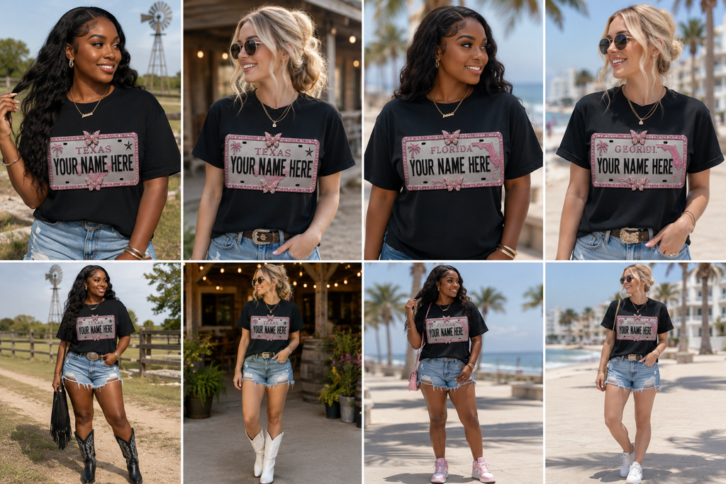 Pink License Plate Tee