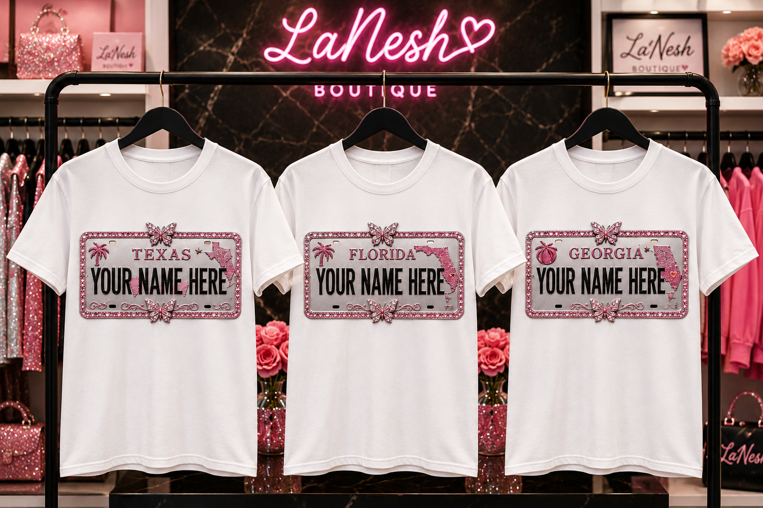 Pink License Plate Tee