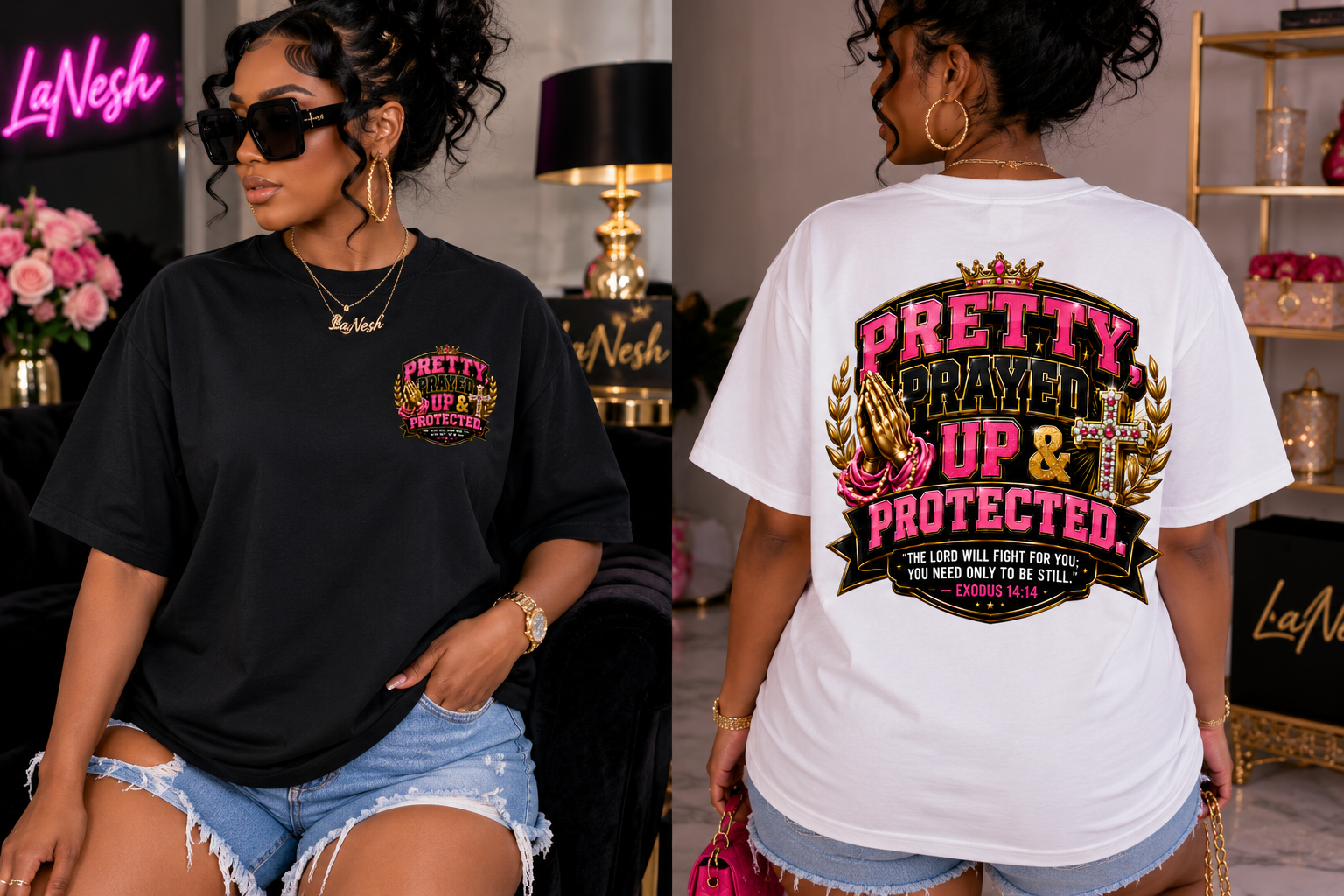 Pretty And Protected Pink(front and back) Tee
