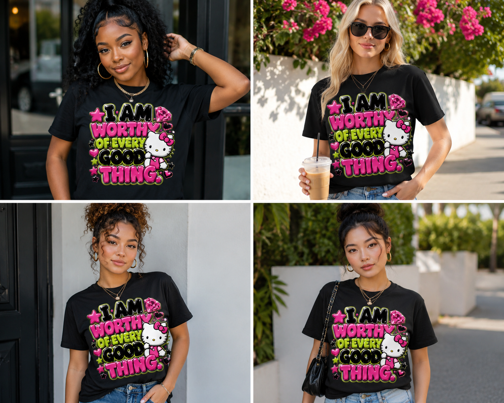 Hello kitty I am Worthy Tee