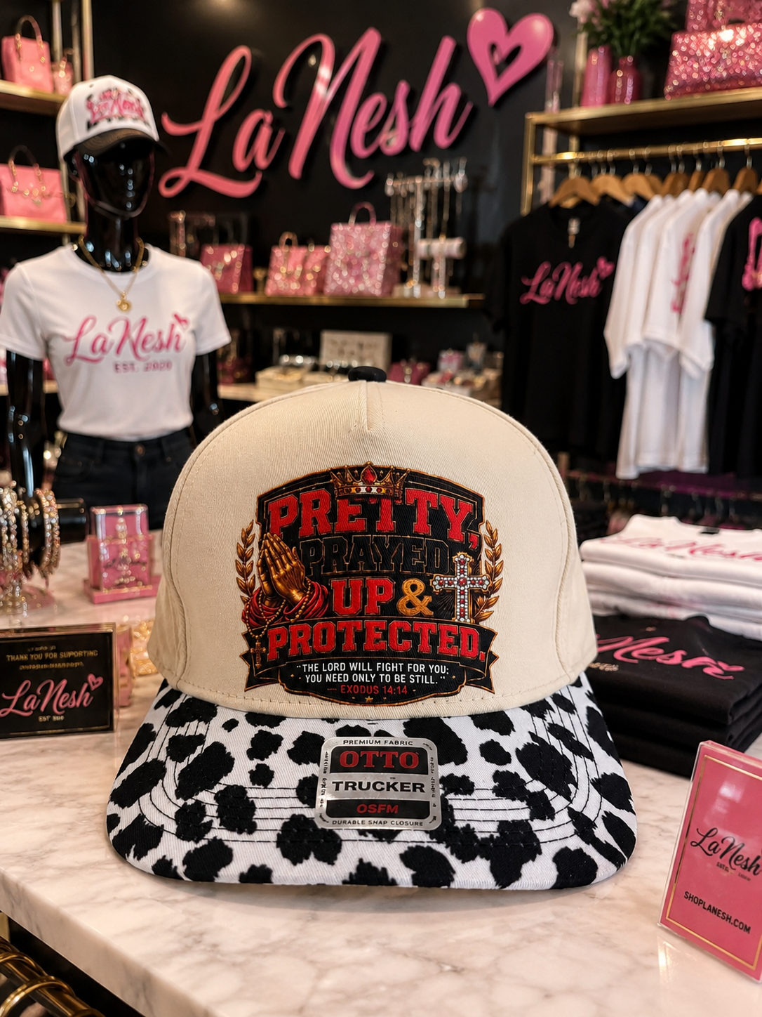 Pretty And Protected  Cow Print Hat