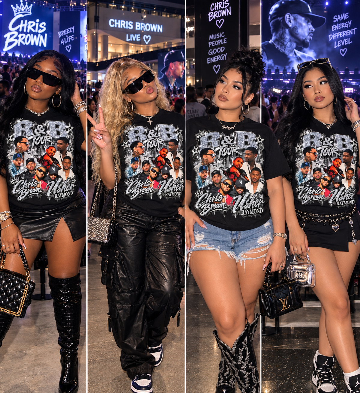 R and B Tour silver and Black tee