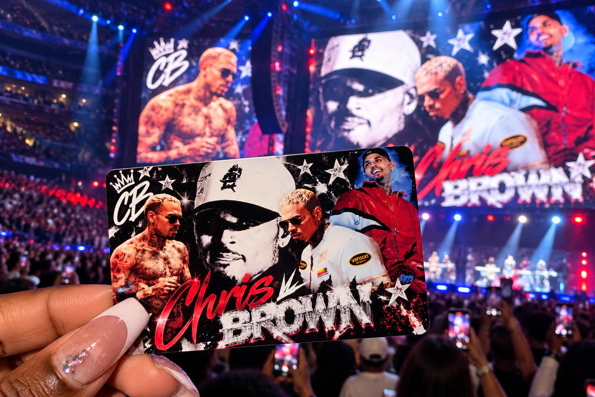 Chris Brown red/silver Debit Card Skin