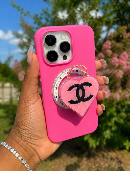 Pink Chanel Heart Popsocket