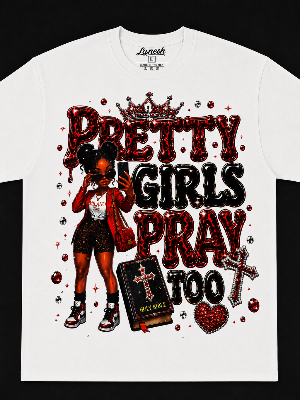 Pretty Girls Pray Too Bling Tee