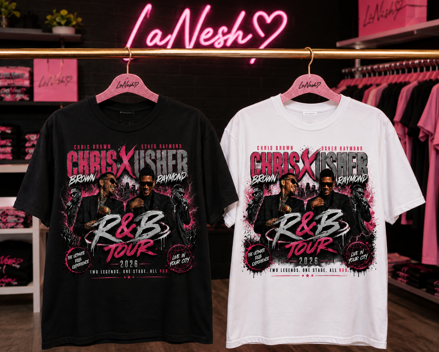 R&B Tour Pink and Black Tee