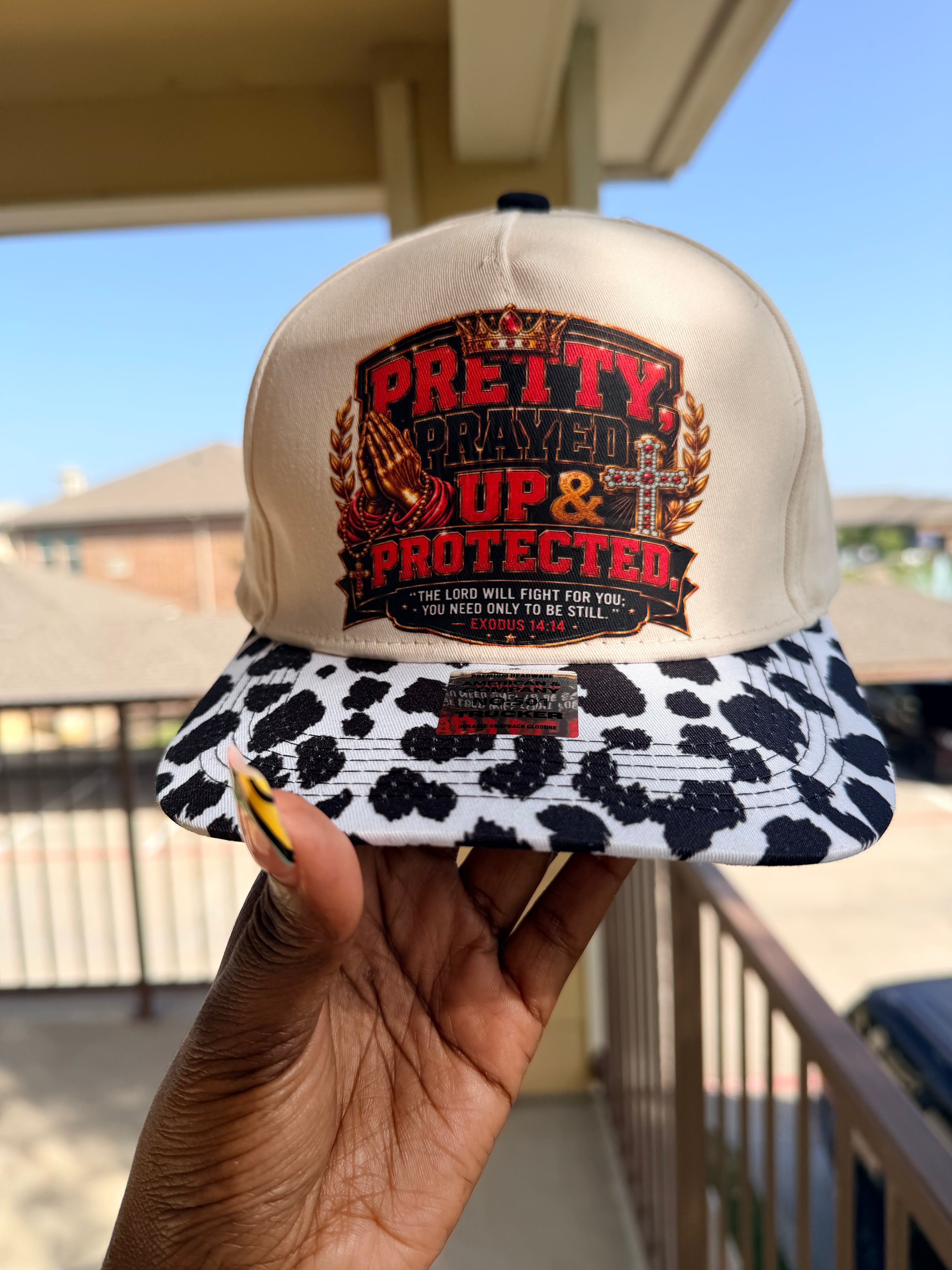 Pretty And Protected  Cow Print Hat