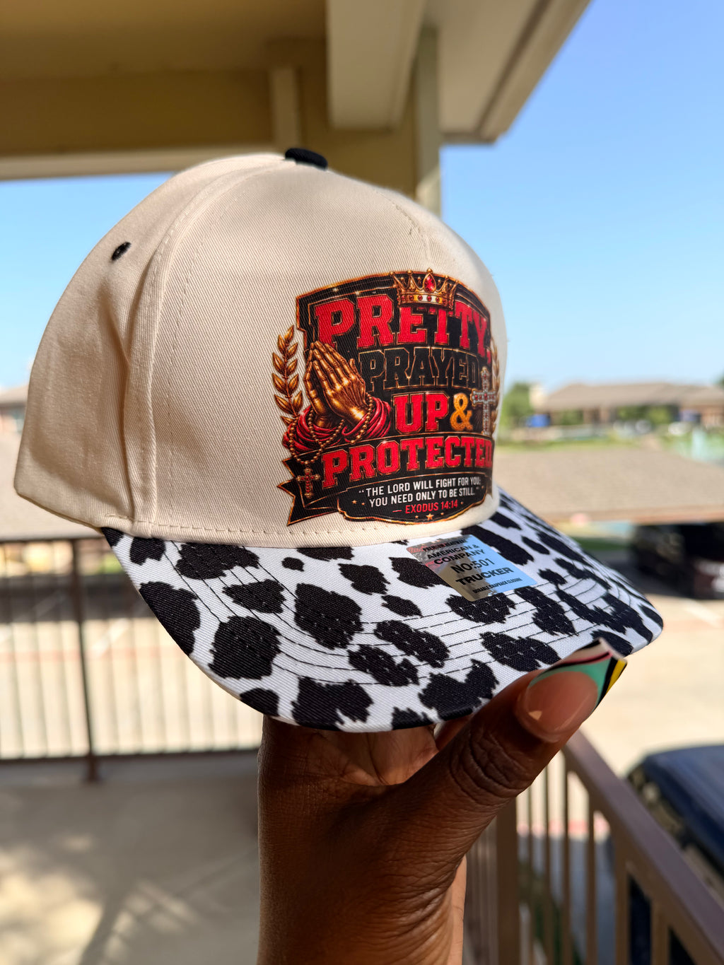 Pretty And Protected  Cow Print Hat