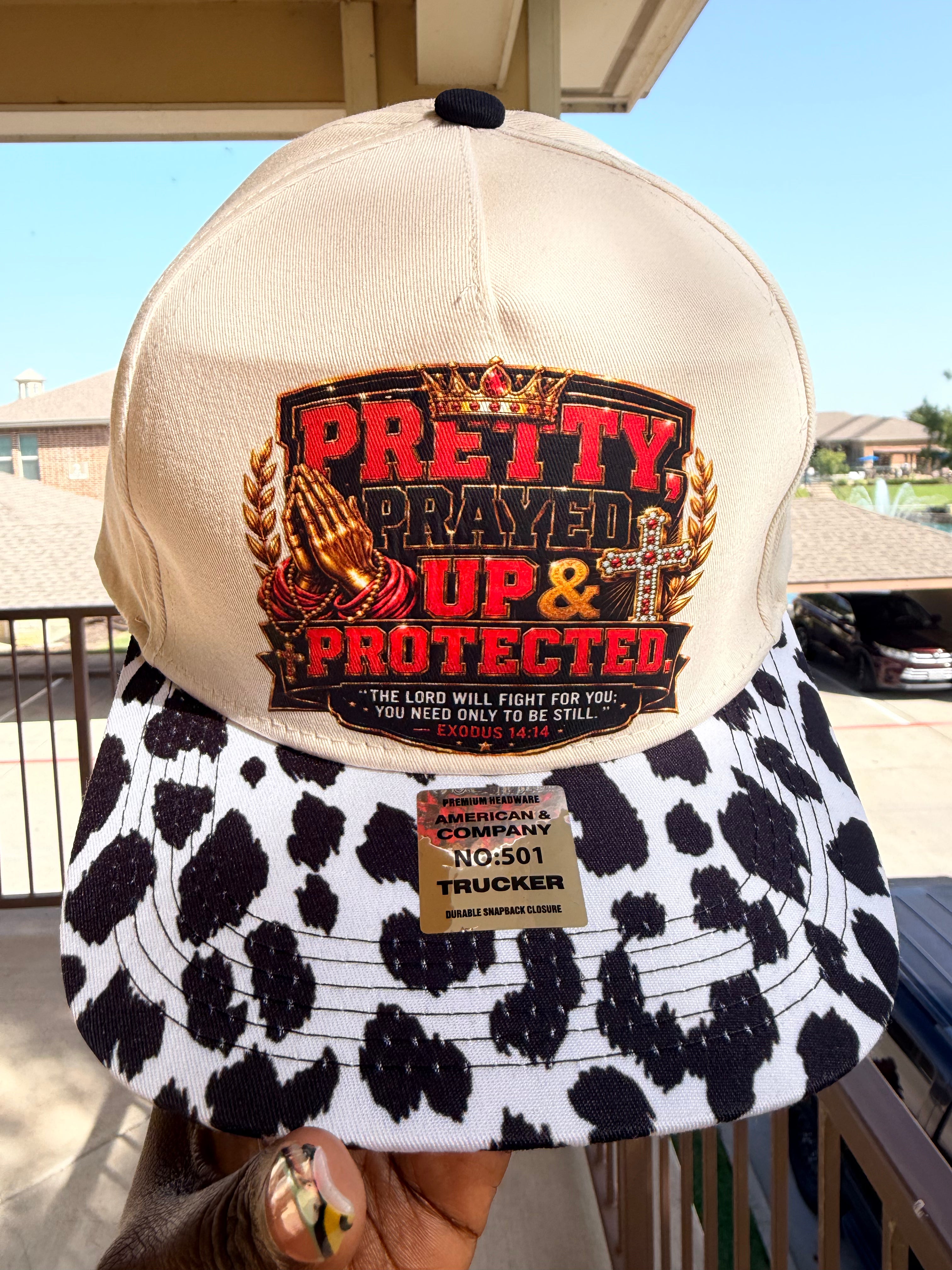 Pretty And Protected  Cow Print Hat