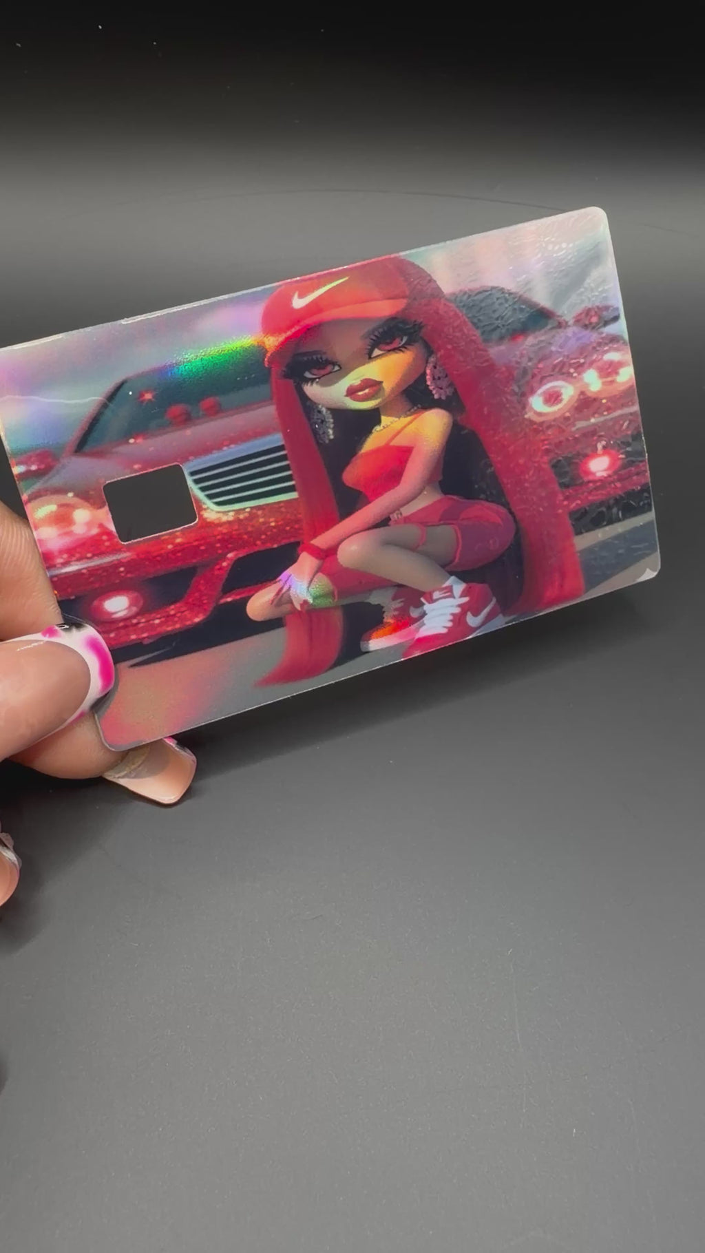 Red Holographic Debit Card Sticker