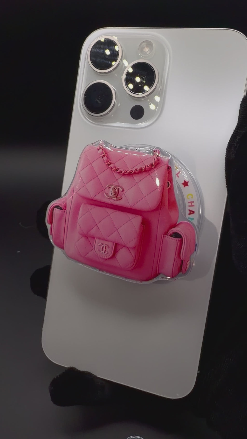 Pink Chanel Backpack Popsocket