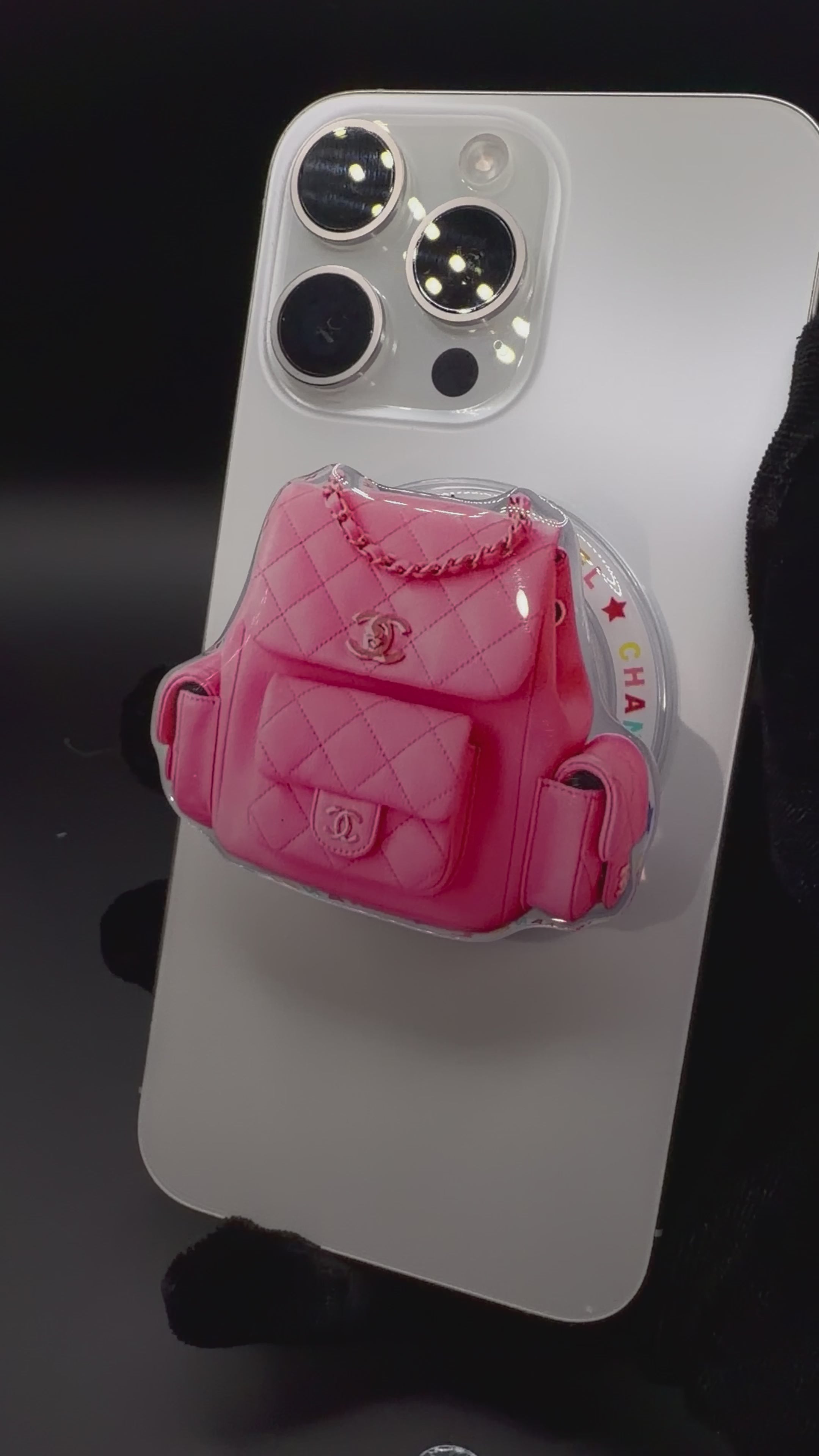 Pink Chanel Backpack Popsocket