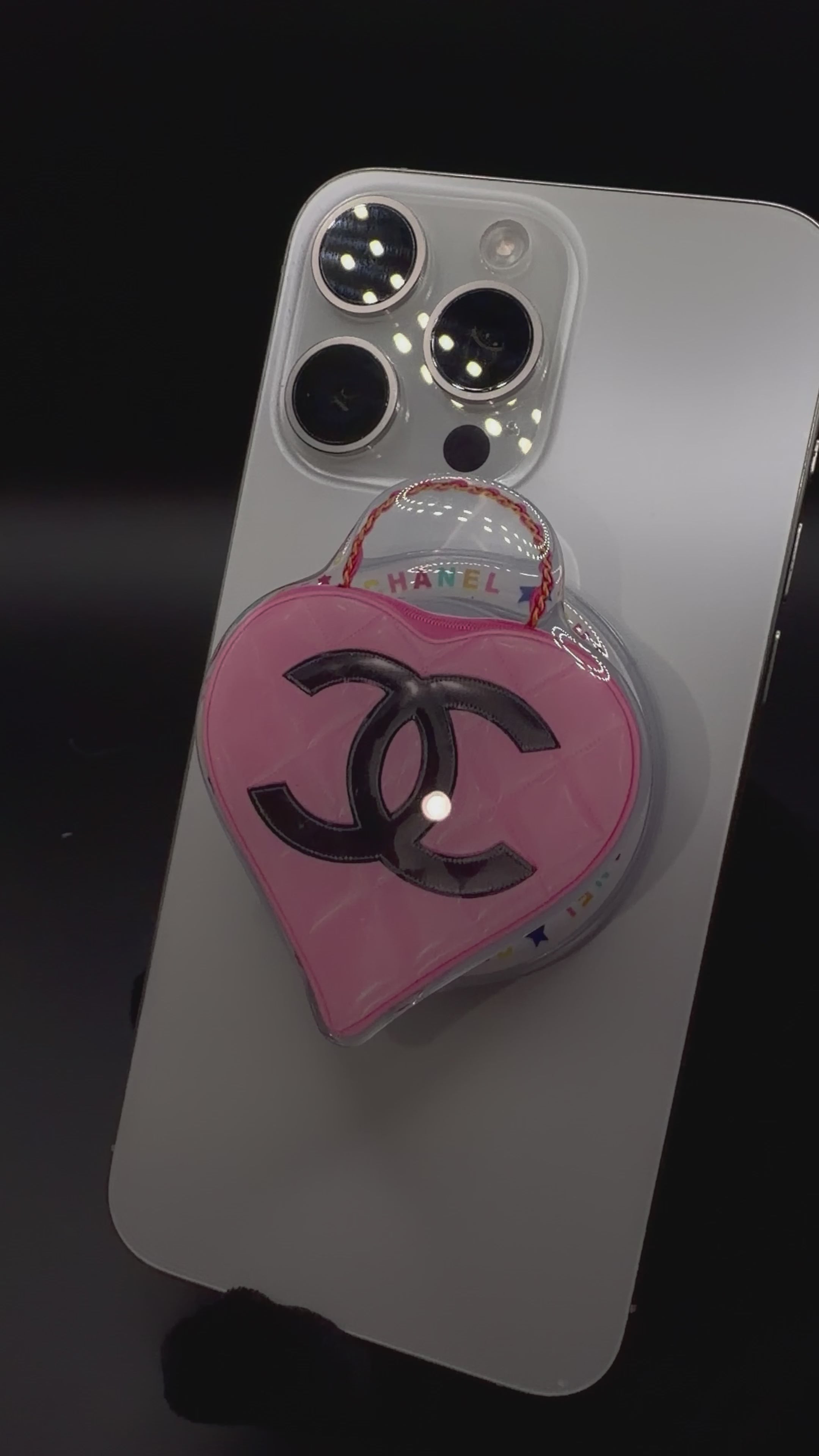 Pink Chanel Heart Popsocket