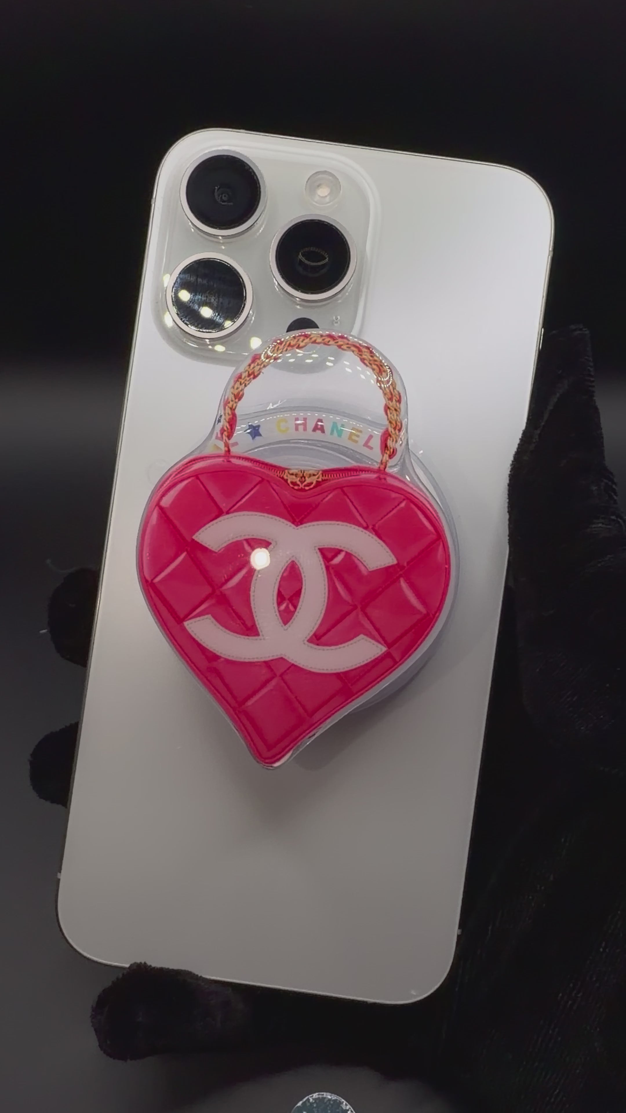 Dark Pink Chanel Heart Popsocket