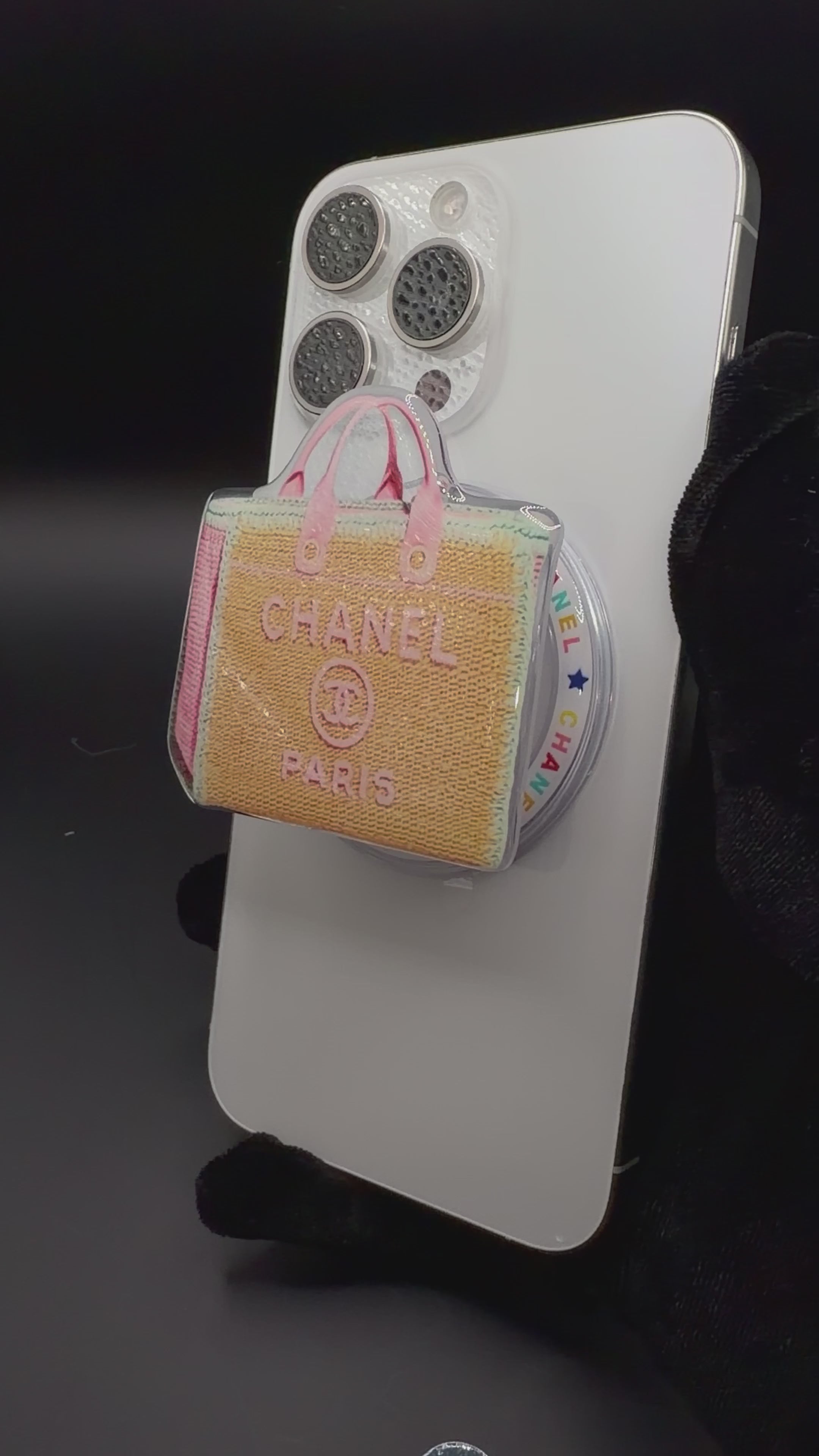 Pink Chanel tote Popsocket